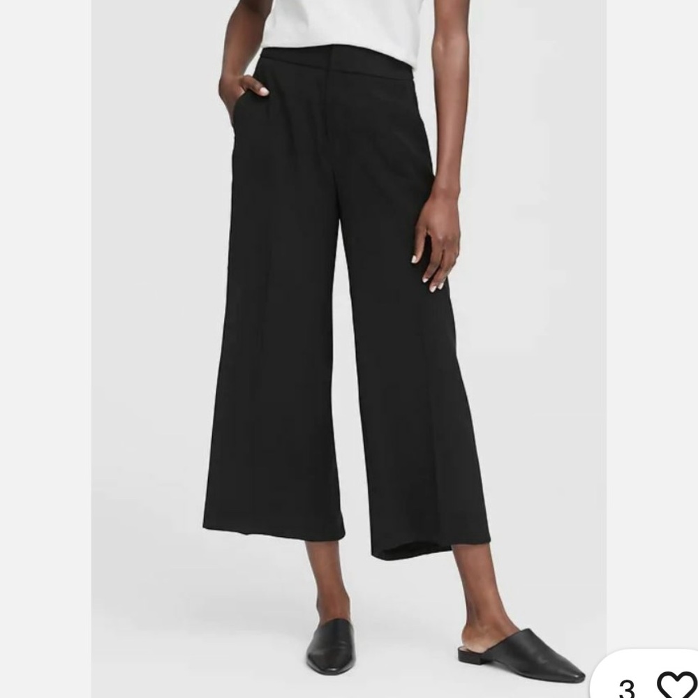 Banana Republic Black Wide-Leg Cropped Pants 2